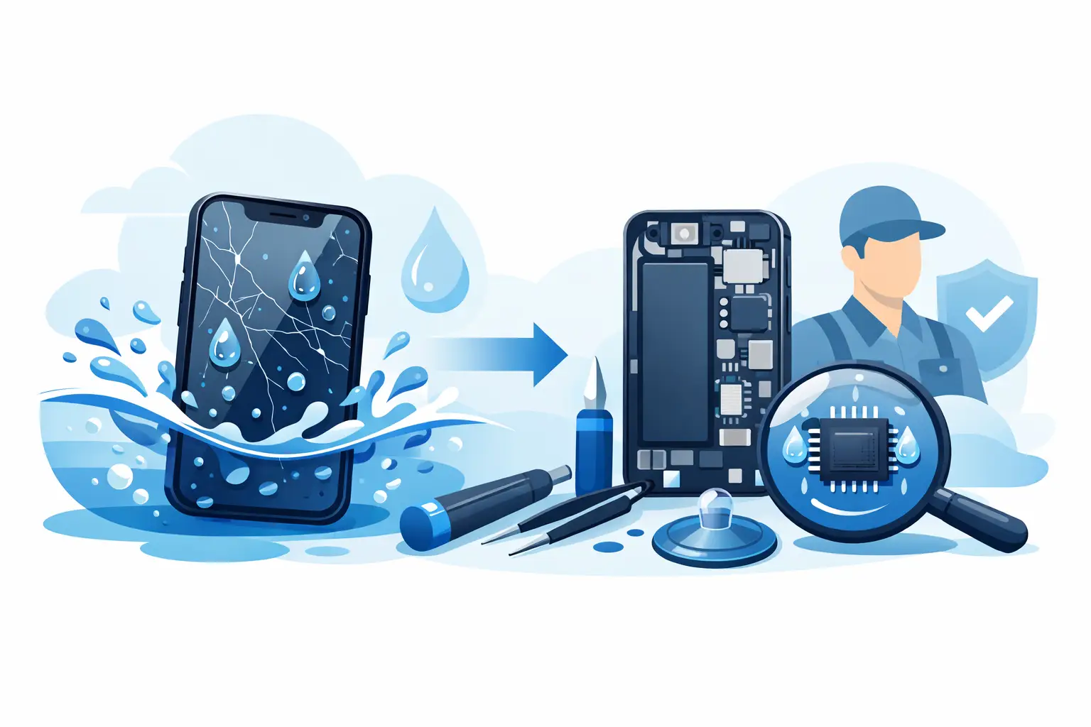iPhone Wasserschaden Reparatur Ablauf erklärt